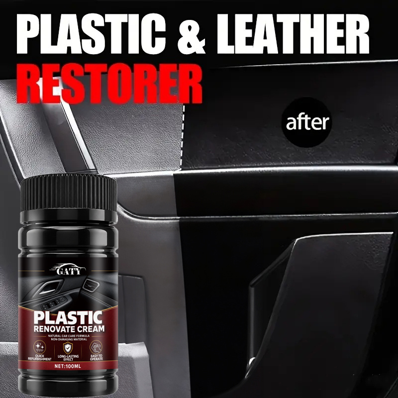 Trim Restorer Plastic - プラスチック＆インテリアレストアワックス、タイヤドレッシング、黄ばんだ黒いトリムの修復、傷の除去、色褪せ防止、酸化防止
