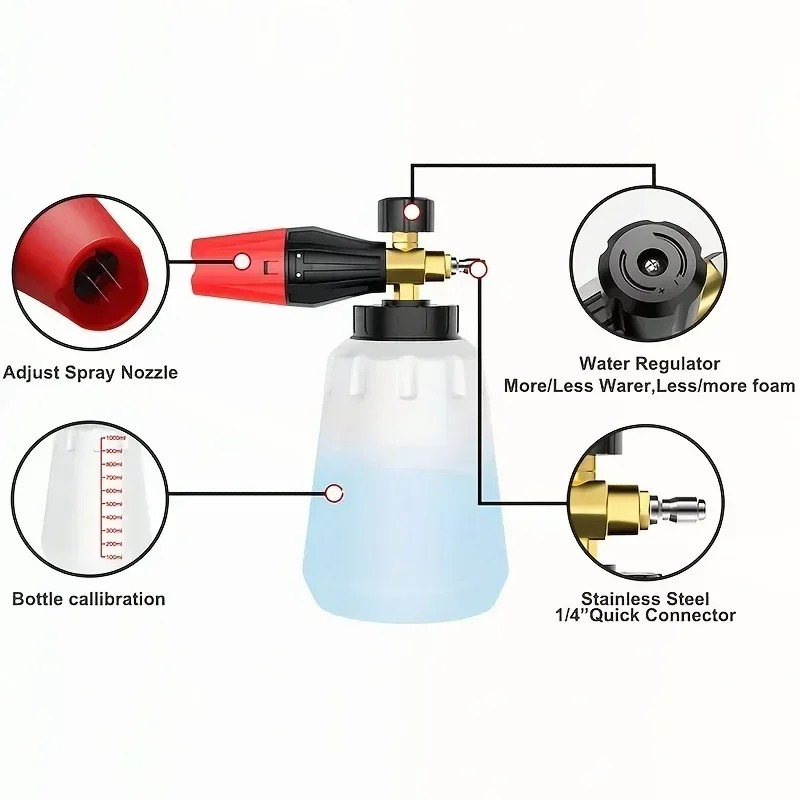 調整可能な高圧PAスノーフォームキャノン、多目的洗車フォーム - Pressure Washer Foam Gun のレビューと価格